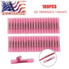 Red 18-22 Gauge Heat Shrink Butt Wire Connectors Crimp Terminals 100pcs