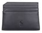 Polo Ralph Lauren Black Smooth Leather Card Case Wallet Embossed Logo W  Box Nwt