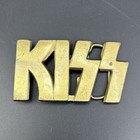 Vtg Kiss Belt Buckle Solid Brass Cast Metal Gold-tone