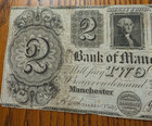 1837  2 The Bank Of Manchester Michigan Obsolete Currency Note  cancelled  X Cut