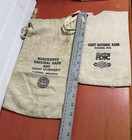 2 Vtg Canvas Bank Deposit Bags Vicksburg Mississippi First National   Merchants