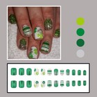 St  Patrick s Day Press On Nails Short Fake Nails Square False Nails Style 26