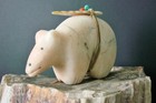 Lg  4  Vintage  1970 s Zuni Alabaster Wolf Fetish Carving By Edna Leki  d  