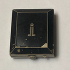 Vintage Lentheric Rare Old Gold Metal With Black Enamel Powder Puff Logo Compact