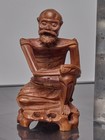 Antique Boxwood Chinese Fasting Buddha Figure Hand-carved