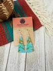 Navajo Sterling Silver   Turquoise Slab Dangle Earrings