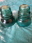 Two  2  Vintage Hemingray No  40 Green Glass Insulator Made In Usa