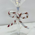 Christmas Wine Glasses Cocktail Barware Red White Candy Cane Bow Rare Set Of 8