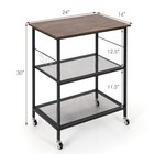 3-tier Industrial Serving Cart Kitchen Utility Cart Storage Shelves Wheels Black