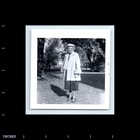 Old Vintage Square Photo Solo Older Elderly Woman Hat Glasses 1957 Snapshot