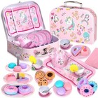 Auney Tea Set Toys For Girls 36pcs  Tin Unicorn Tea Party Set Toy Pretend Play 