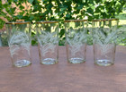 Vintage Wheat 16 Oz Glasses Tumblers Mid Century Atomic Set Of 4 Gold Rim Etched
