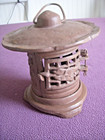 Vintage Japanese Cast Iron Hanging Pagoda Garden Lantern Temple Candle Holder