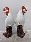 Vintage Antique Chinese Export Porcelain Pair Of Chickens Statues   Figurines