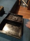 Antique Metal Cash Box 10 3 8  X 7 1 4  X 4 1 4  H No Key