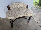 Vintage Victorian Vanity Bench Stool With Back Rest