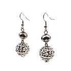 Silver Tone Mirrored Faceted Glass Beaded  Ball Bead Drop Dangle Wire Earrings