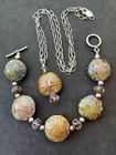 Sterling Silver Glass Bracelet Pendant Set