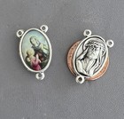 3 Pc Saint St  Anne Anne Rosary Centerpiece Italy Mother Rosaries  E114 Silver