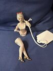 Vintage Antique Porcelain Half Doll With Legs Pin Cushion Lady