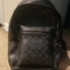 Coach Signature Pattern Sling Bag Black gray Zip Closure Adjustable Strap