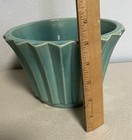 Vintage Mccoy Pottery Aqua Blue Green Ribbed Fluted Flower Pot 1920s Mcm