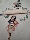 Wonderful Scottish Dancer bagpiper Vintage Hand Embroidered Centrepiece mat