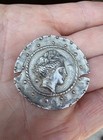 Vintage 925 Sterling Silver Greek Coin Brooch Pendant Granulated Medallion