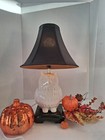 Jonathan Y Hoot Owl Table Lamp White Ceramic Mcm Style  Black Bell Shade