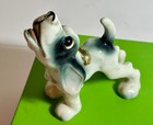 Cute  Vintage Miniature Ceramic porcelain Dog Figure  Mid-century Japan 4in