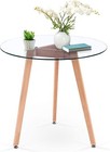 Ivinta Dining Table With Glass Top  Round Kitchen Table With Wood Legs