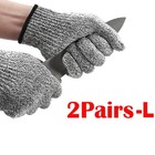 2 Pairs Level 5 Gloves Stab Resistant Kitchen Butcher Anti-cut Safety Cut Proof