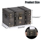 Wooden Treasure Chest With Lock  Vintage Pirate Chest Keepsakes Box For Kids    