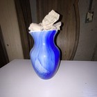 Blue   White Swirl Pattern Glass Decorative Vase  Blue white Art Glass Decor
