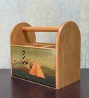 Kamenstein Wooden Kitchen Utensil Box Caddy  Lighthouse Signed Warren Kimble