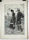 1890s German Color Lithograph Moderne Kunst 16  X 11 25  An Unexpected Reunion