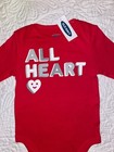 Nwt 6 9 12 Months Old Navy Baby Girls All Heart Red Bodysuit Outfit Long Sleeve