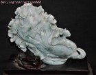 9 8  Old Chinese 100  Natural Jadeite Emerald Jade Carved Wealth Cabbage Statue