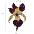 Purple Orchid Flower Brooch Pin Gold Tone Enamel Rhinestone Jewelry Statement