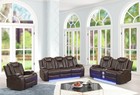 New Led 3pc Sofa Loveseat Chair Recliner Set Brown Leather Bluetooth Speaker