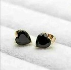 2ct Heart Lab-created Black Diamond Solitaire Stud Earrings 14k Rose Gold Finish