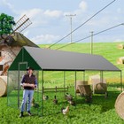 Extra Large Metal Chicken Coop Outdoor Chicken Runs Poultry Cage W Anti-uv Cover