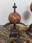 Vintage Silk Victorian Style Pin Cushion With Bronze Pedestal finial Replica