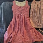 Chiemseer Dirndl Trachten Pink Cotton Woven Dirndl Dress W  Striped Apron 42