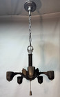 Vtg Chandelier Light Antique Pendant Fixture Cast Metal Art Switch Usa  n13