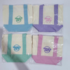 Trader Joe   s Mini Pastel Canvas Tote Bag Nwt Blue Green Pink Purple   Us Stock