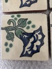 Set Of 4 Vintage Talavera Tiles Blue Morning Glory Flower 4x4 Made In Mexico Lb
