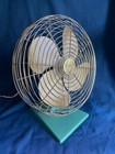 Vintage Superior Electric Aqua Blue 12  Fan Works Mid Century Modern Atomic