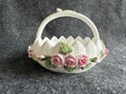 Vintage Seymour Mann Jolie Fleurs Bone China Pink Flower Basket Decor