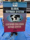 Vtg Ppg Auto Collision Repair Center Paint Sign Metal Global System Gas Oil